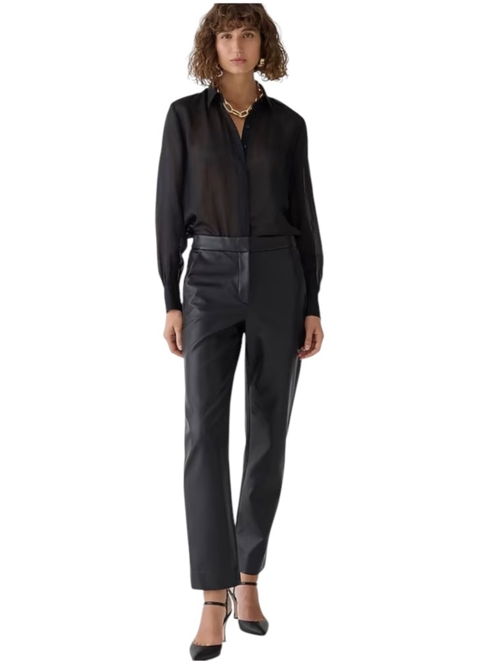 NWT J. Crew Kate Black Straight-Leg Faux Leather Pants size 8